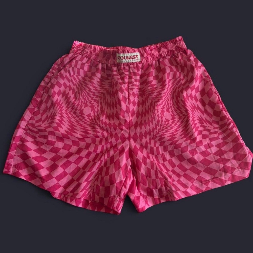Women's Pink Checkered Shorts